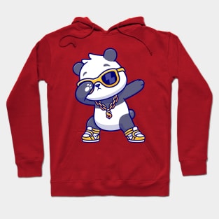 Cute Panda Dabbing Wearing Gold Chain Necklace And Glasses Cartoon Hoodie